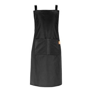 MONDZUCKER Delantal impermeable con 2 bolsillos grandes delantal de cocina con correas ajustables para el hombro color negro 0